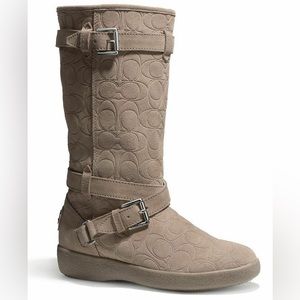 Coach Thelma Gray Suede Monogram Boots
